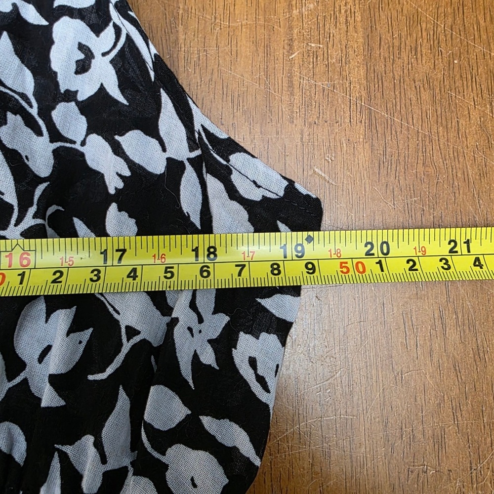 Chelsea & Theodore XL Black White Floral Cotton Smocked Midi Dress Sleeveless - Picture 10 of 13